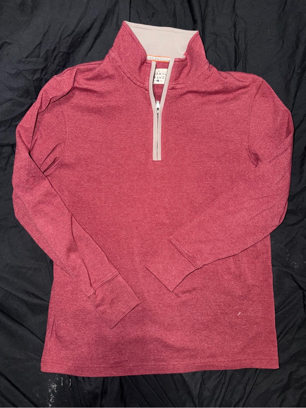The Normal Brand Men's Quarter Zip Sweater in Heather Red